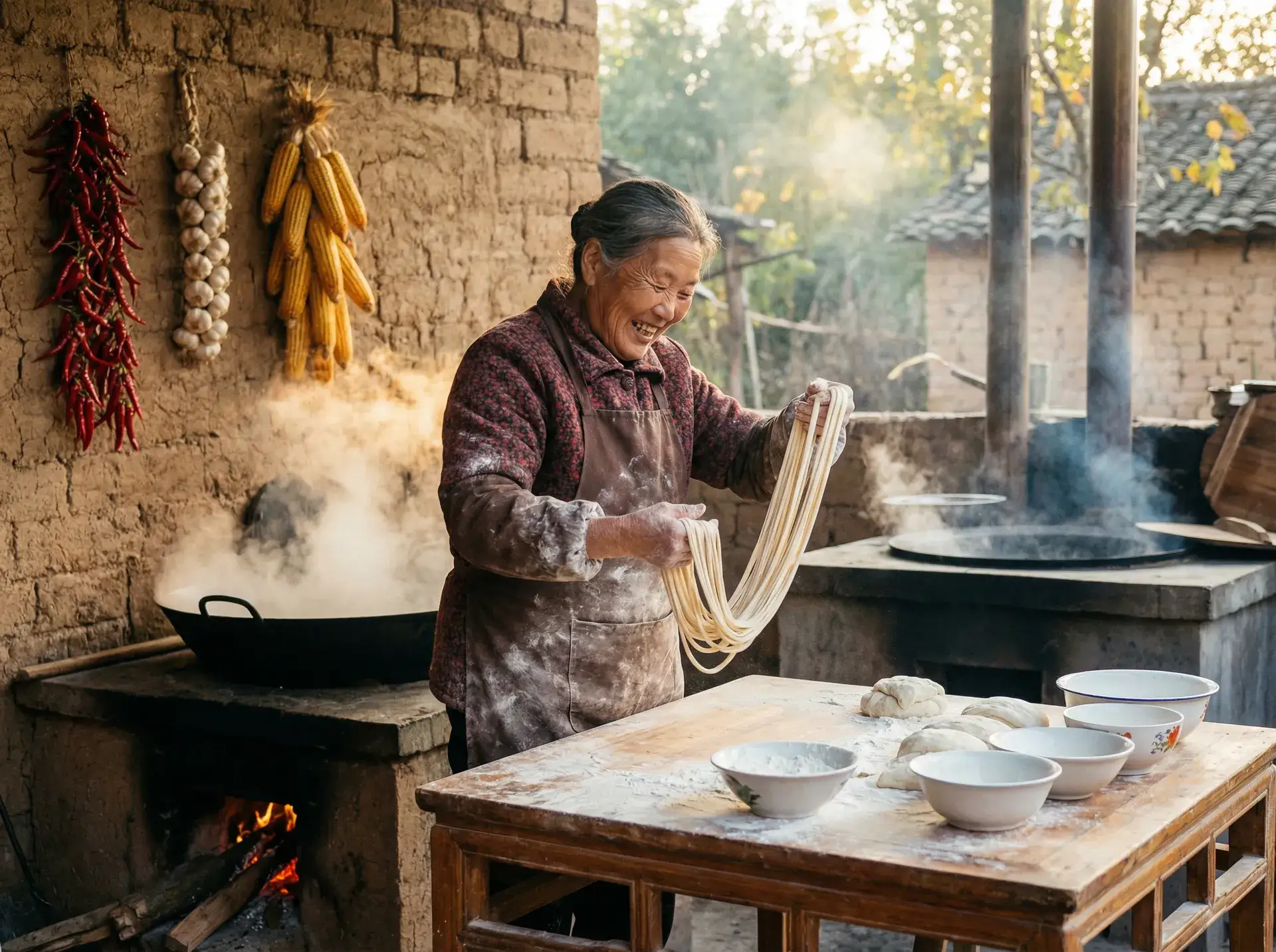 农家大嫂手擀面 - 穿越寒冬去拥抱你电影 乡村美食